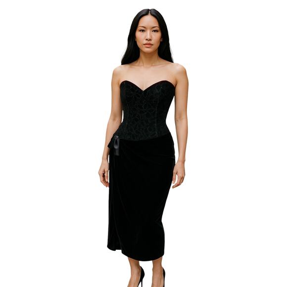 Scott McClintock Vintage Strapless Burgandy Velvet Evening Dress – Size 6 - Picture 1 of 16
